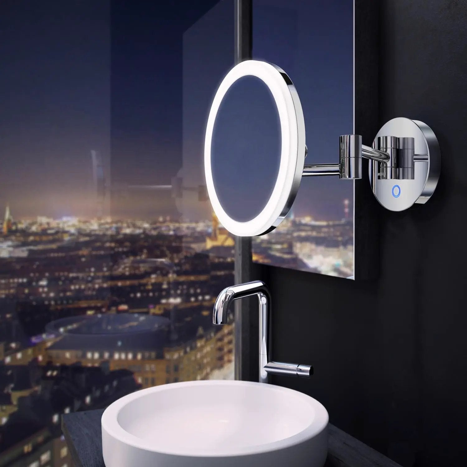polished chrome make-up mirror