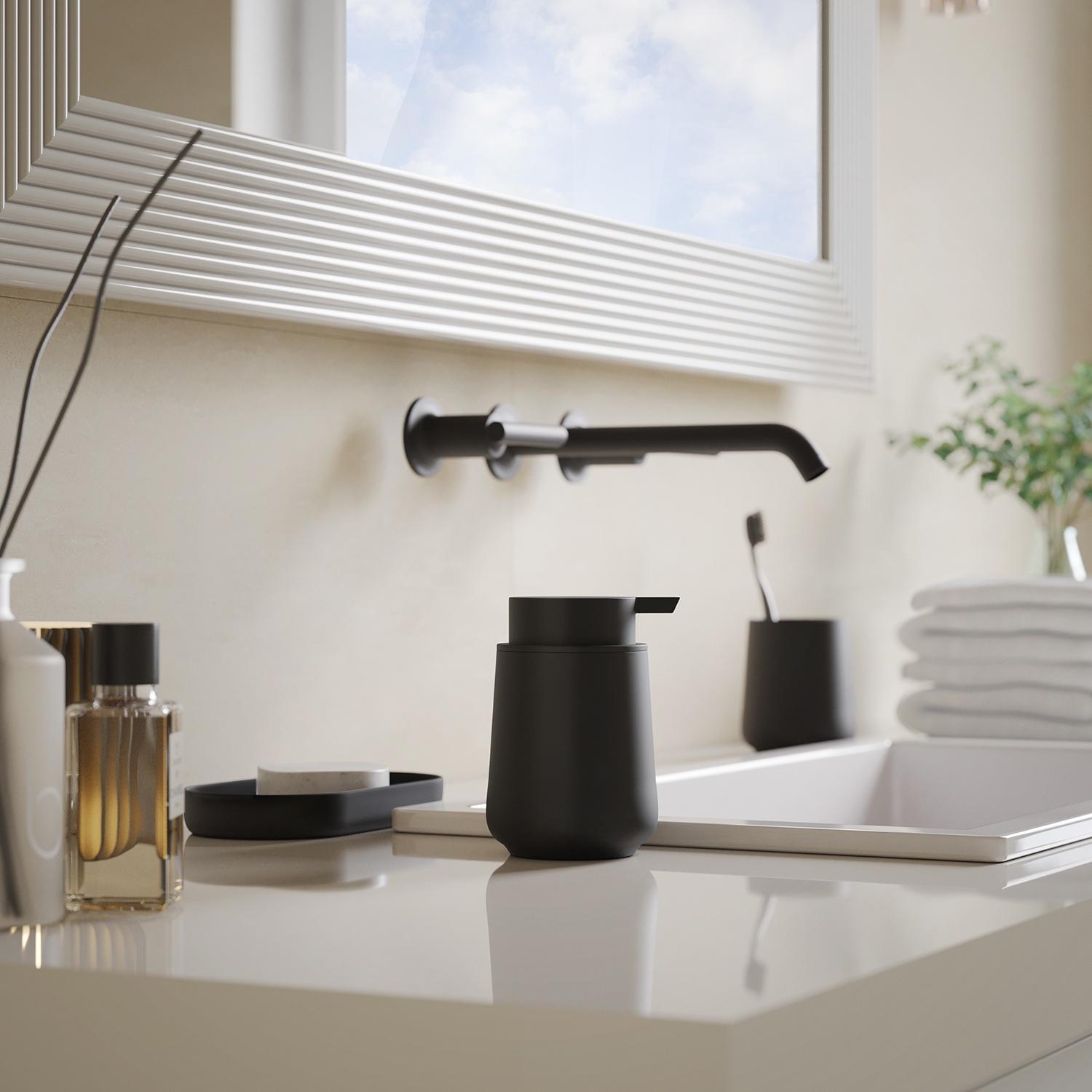 black soap dispenser