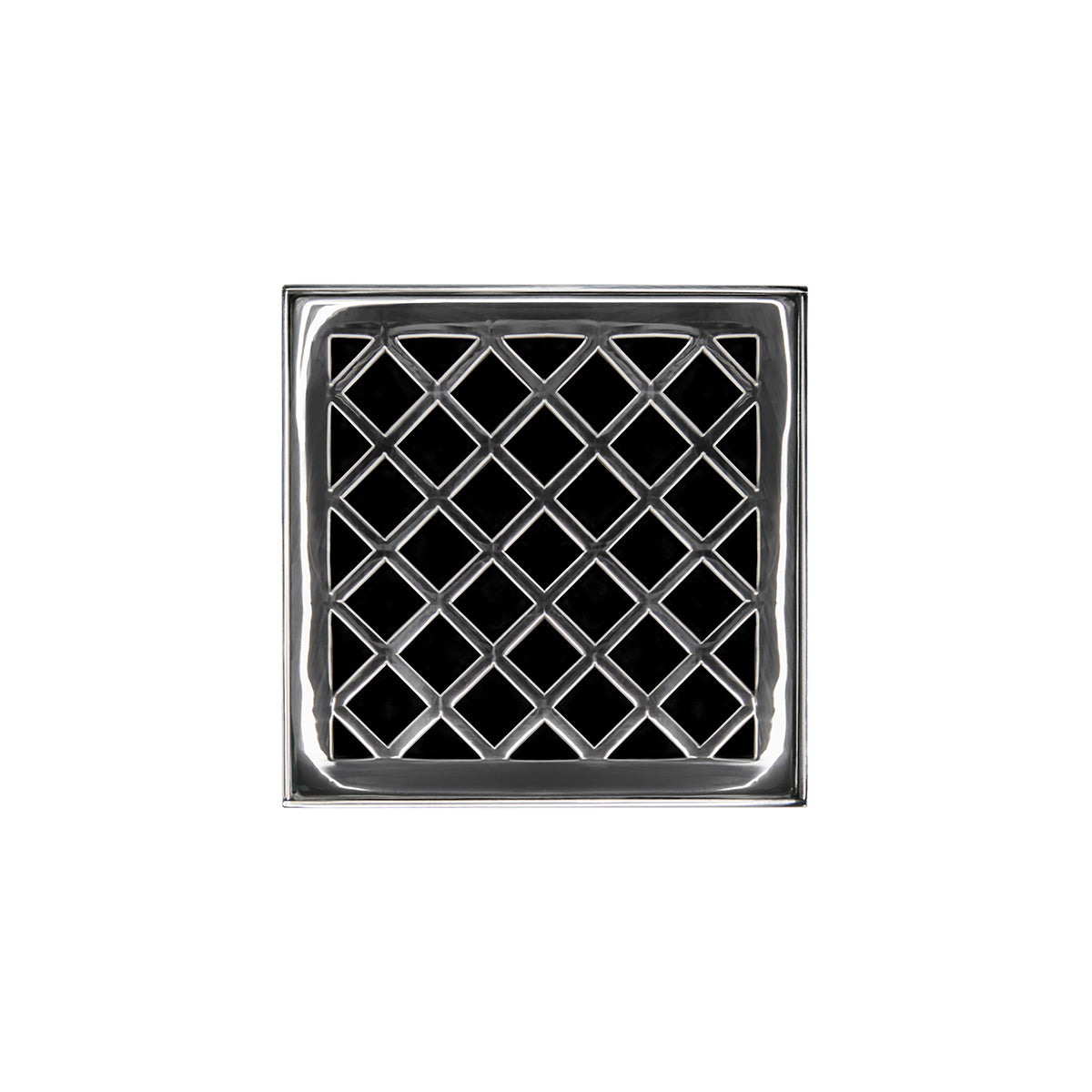 Infinity Drain 4" x 4" XD 4 Complete Kit with Criss-Cross Pattern Decorative Plate with ABS Drain Body, 2" Outlet
