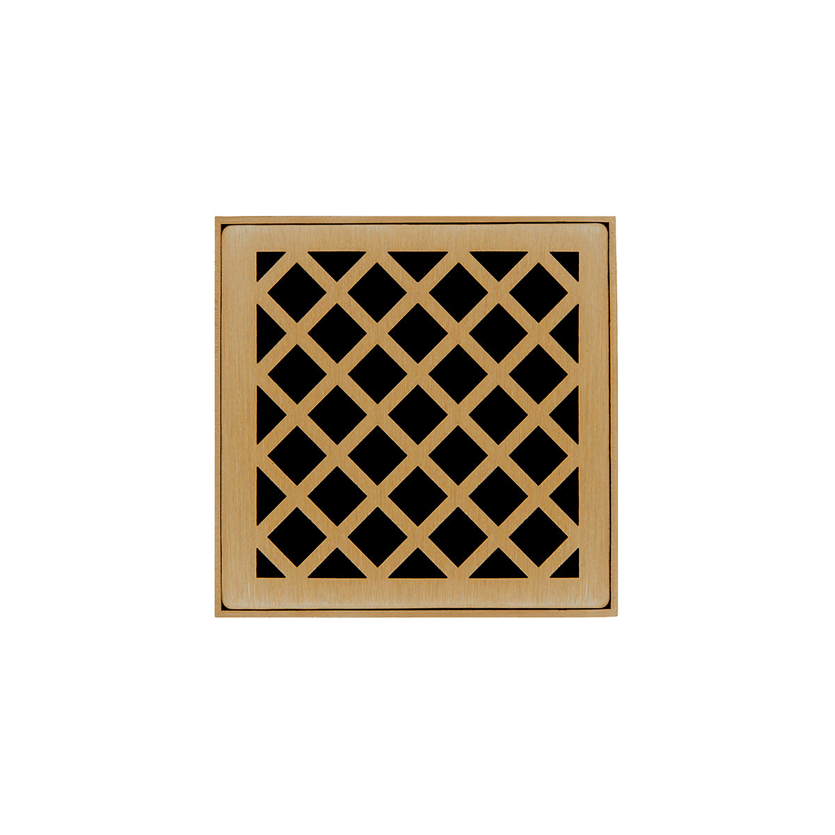 Infinity Drain 4" x 4" XD 4 Complete Kit with Criss-Cross Pattern Decorative Plate with Cast Iron Drain Body, 2" Outlet