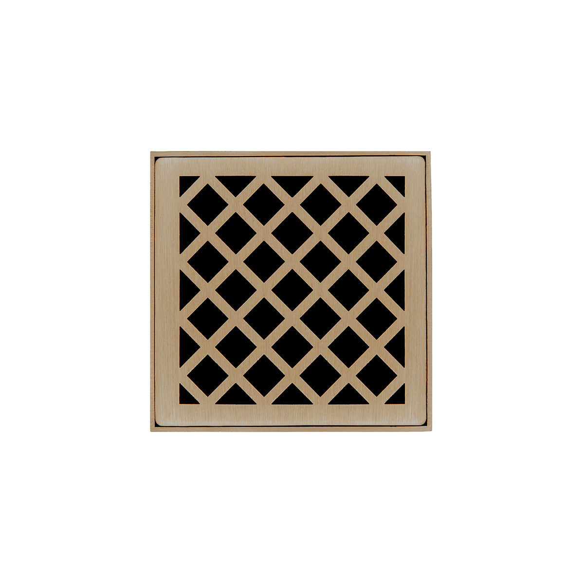 Infinity Drain 4" x 4" XD 4 Complete Kit with Criss-Cross Pattern Decorative Plate with PVC Drain Body, 2" Outlet