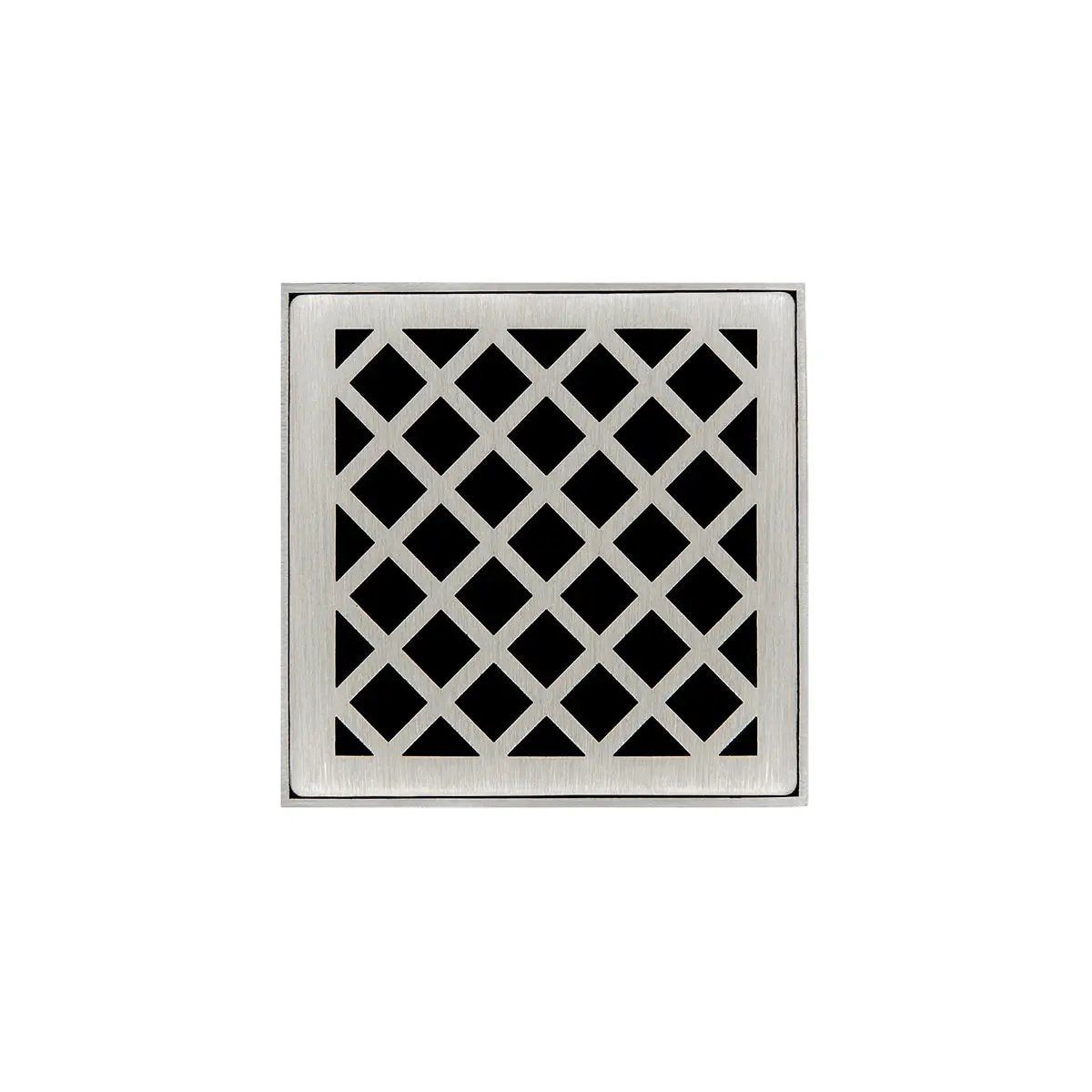Infinity Drain 4" x 4" XD 4 Complete Kit with Criss-Cross Pattern Decorative Plate with PVC Drain Body, 2" Outlet by Infinity Drain