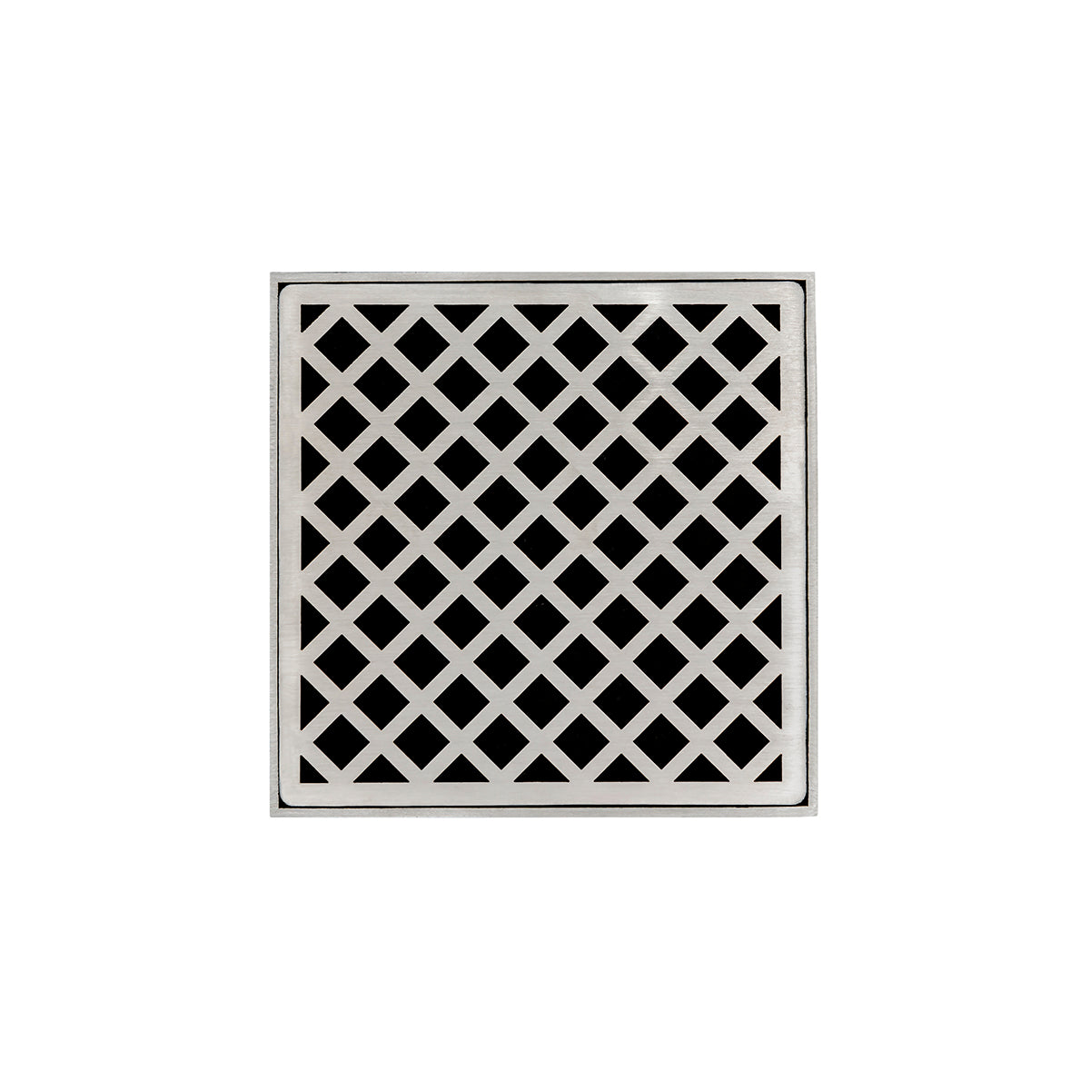 Infinity Drain 5" x 5" XD 5 Complete Kit with Criss-Cross Pattern Decorative Plate with Cast Iron Drain Body, 2" Outlet by Infinity Drain