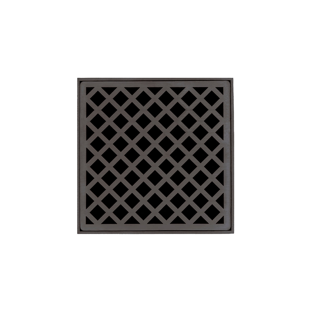 Infinity Drain 5" x 5" XD 5 Complete Kit with Criss-Cross Pattern Decorative Plate with PVC Drain Body, 2" Outlet