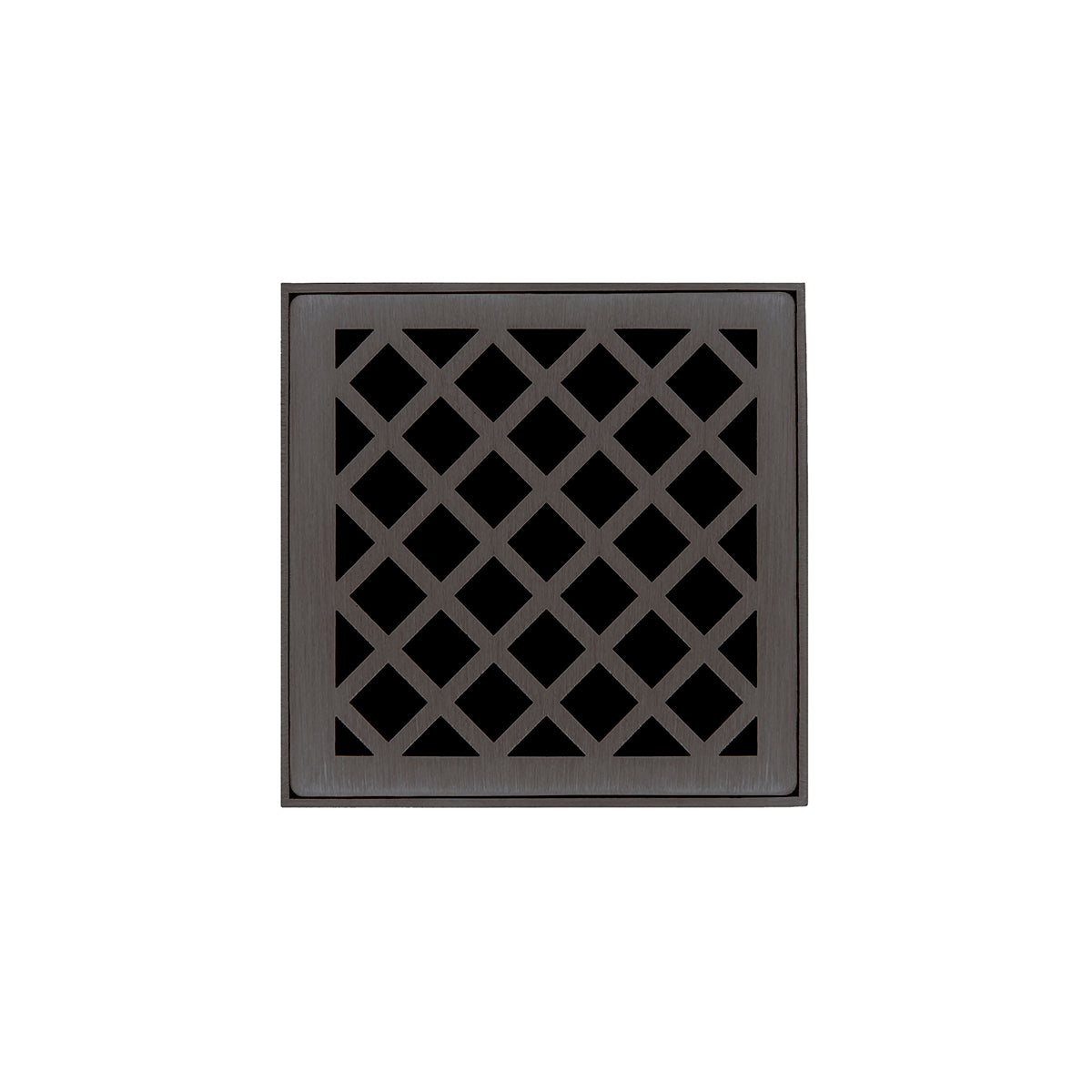 Infinity Drain 4" x 4" XDB 4 Complete Kit with Criss-Cross Pattern Decorative Plate with PVC Bonded Flange Drain Body, 2", 3" and 4" Outlet