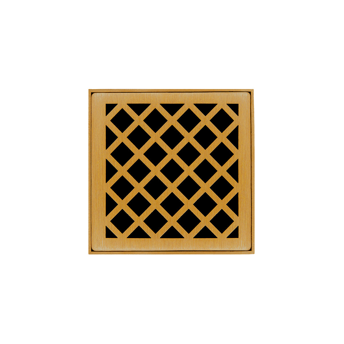 Infinity Drain 4" x 4" XDB 4 Complete Kit with Criss-Cross Pattern Decorative Plate with PVC Bonded Flange Drain Body, 2", 3" and 4" Outlet