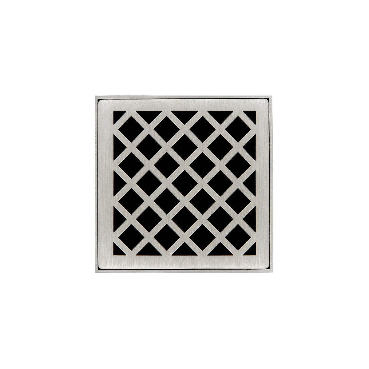 Infinity Drain 4" x 4" XDB 4 Complete Kit with Criss-Cross Pattern Decorative Plate with Stainless Steel Bonded Flange Drain Body, 2" No Hub Outlet by Infinity Drain