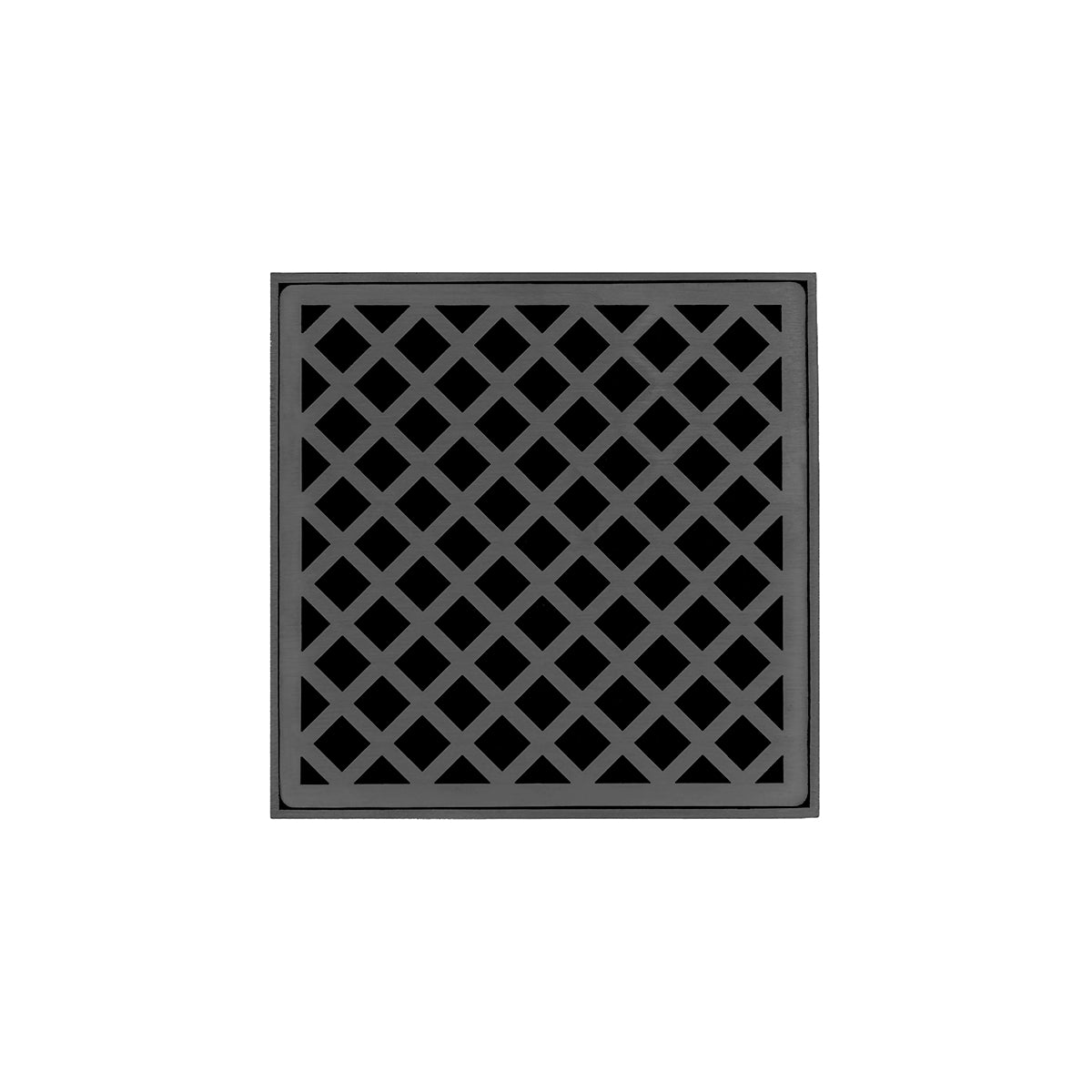 Infinity Drain 5" x 5" XDB 5 Complete Kit with Criss-Cross Pattern Decorative Plate with PVC Bonded Flange Drain Body, 2", 3" and 4" Outlet