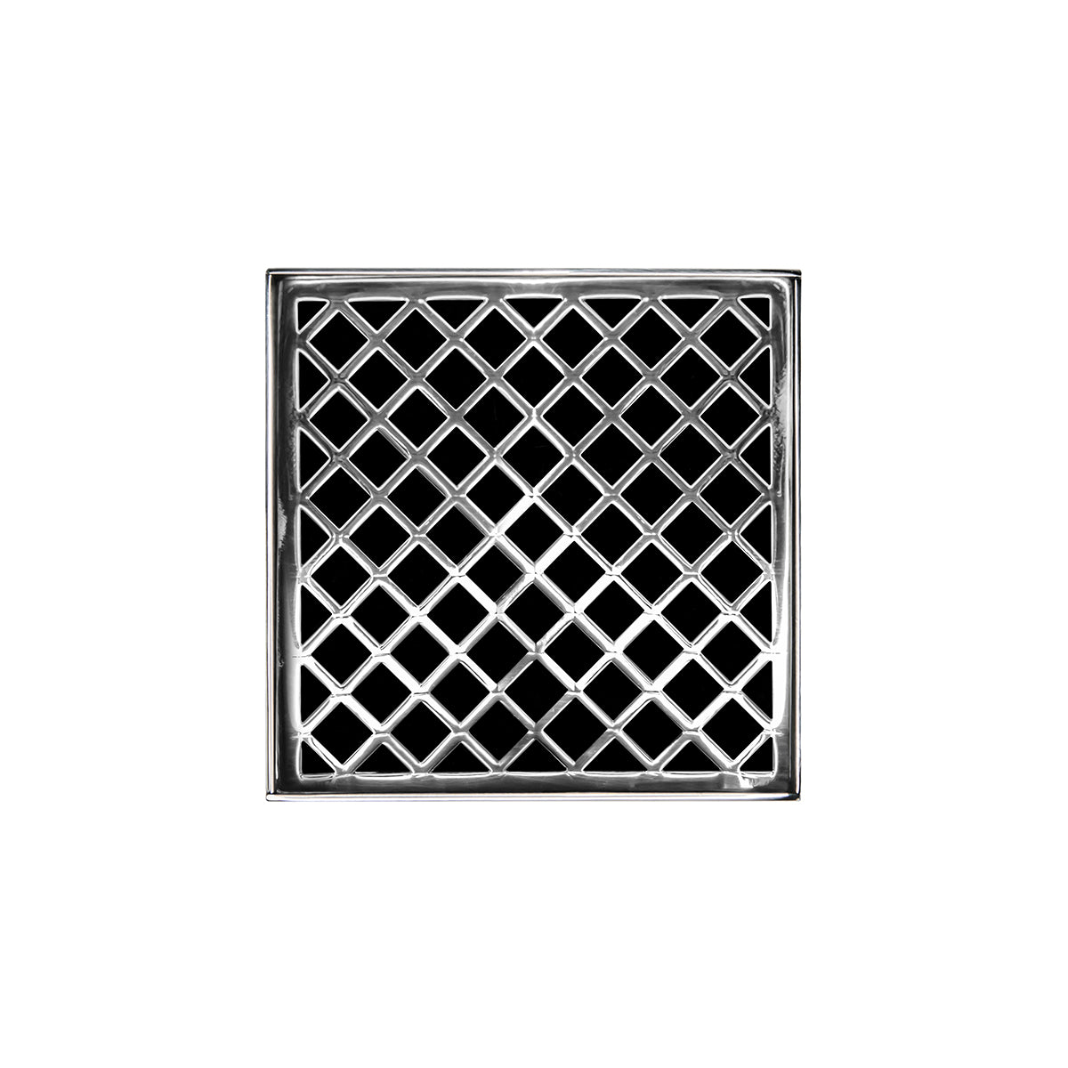 Infinity Drain 5" x 5" XDB 5 Complete Kit with Criss-Cross Pattern Decorative Plate with PVC Bonded Flange Drain Body, 2", 3" and 4" Outlet