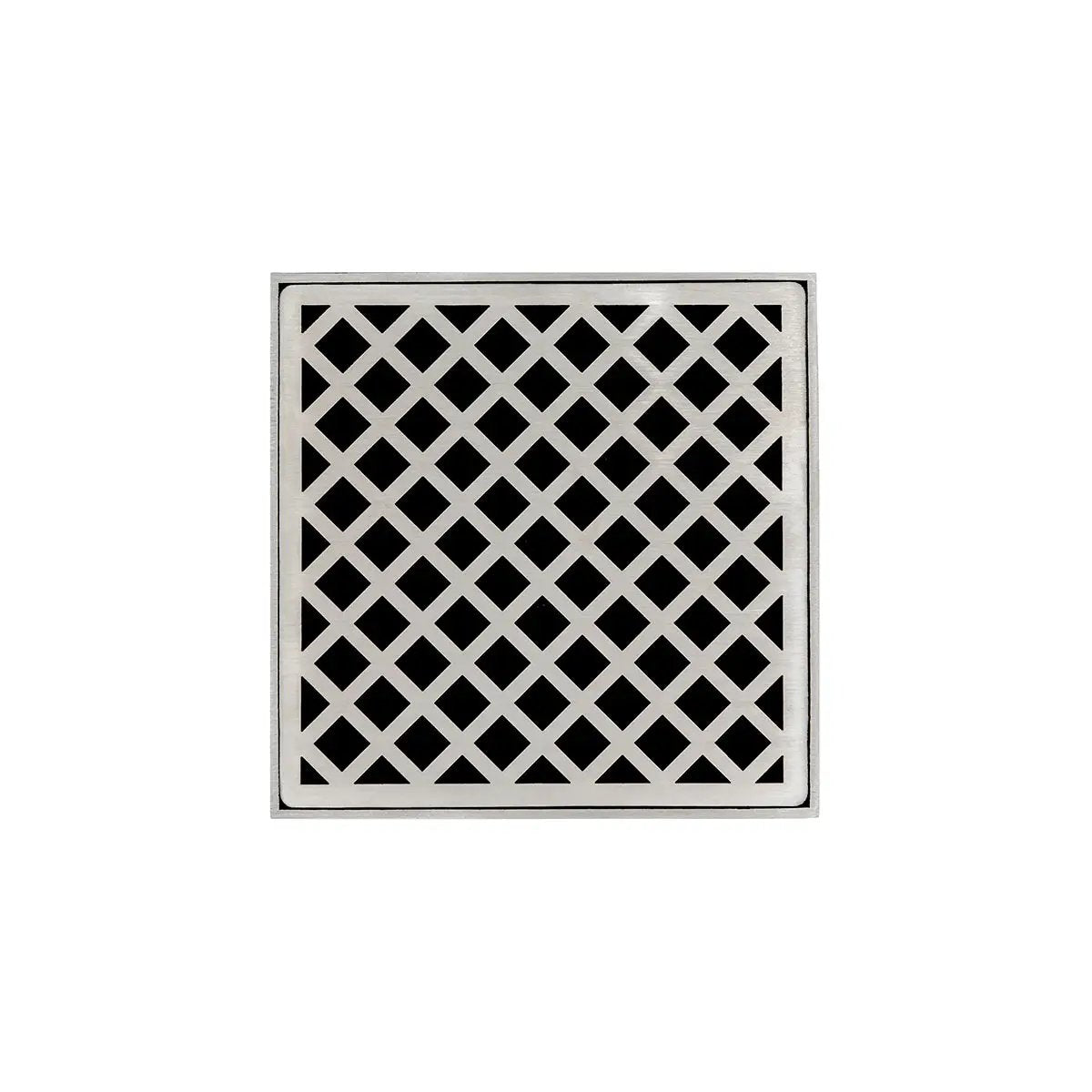 Infinity Drain 5" x 5" XDB 5 Complete Kit with Criss-Cross Pattern Decorative Plate with PVC Bonded Flange Drain Body, 2", 3" and 4" Outlet by Infinity Drain