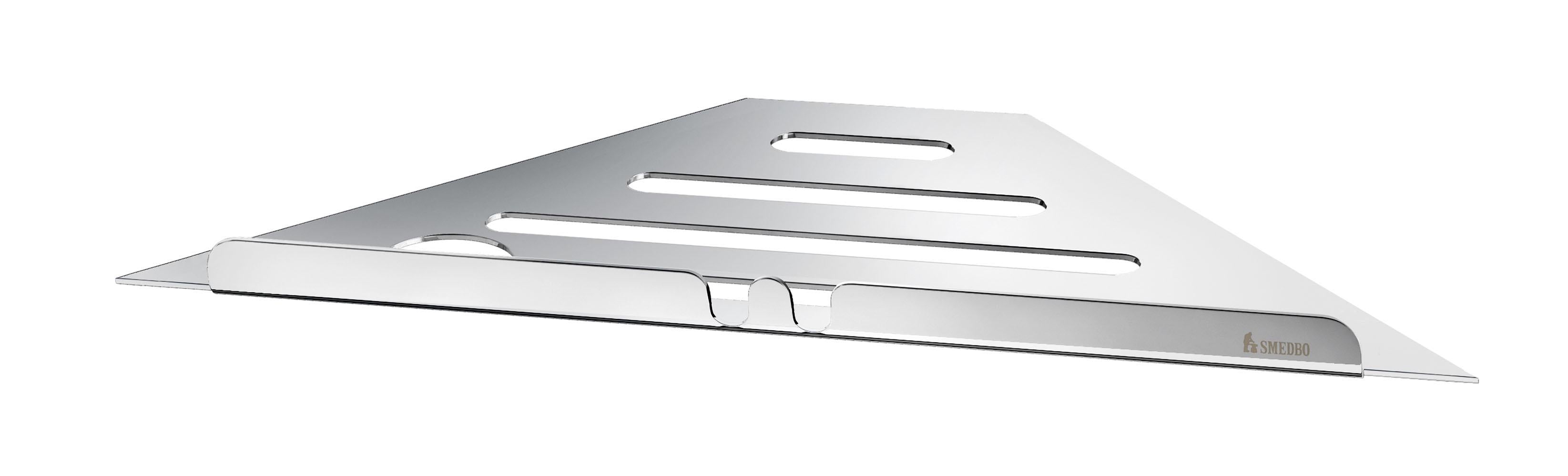 polished stainless steel corner shelf