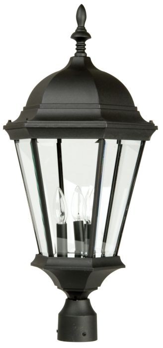 Craftmade Straight Glass Cast 3 Light Outdoor Post Mount - Textured Black
