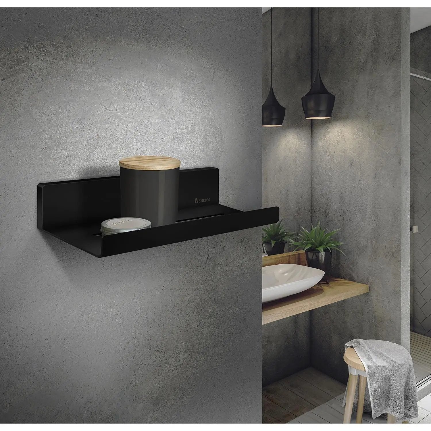chromed stainless steel shower shelf