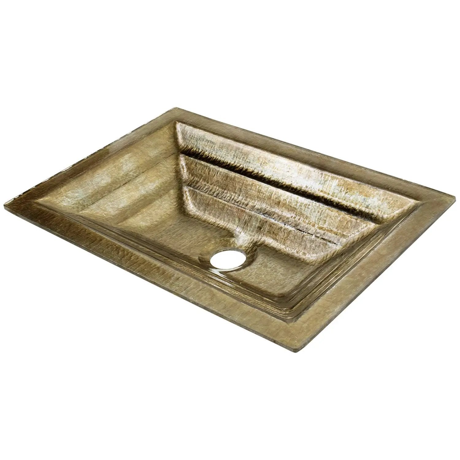 Linkasink Solid Eglomise Metal Leaf Artisan Glass Undermount Sink by Linkasink