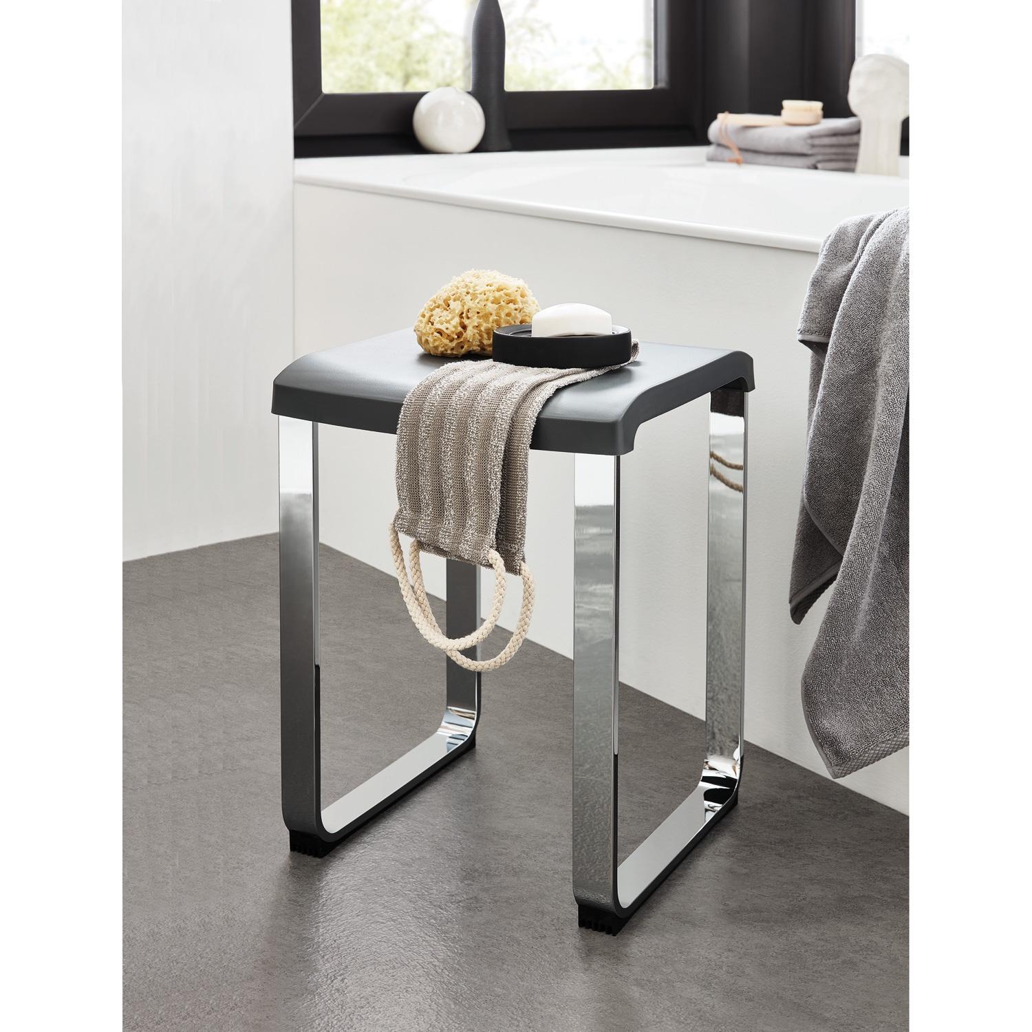 chrome aluminium/dark grey shower chair