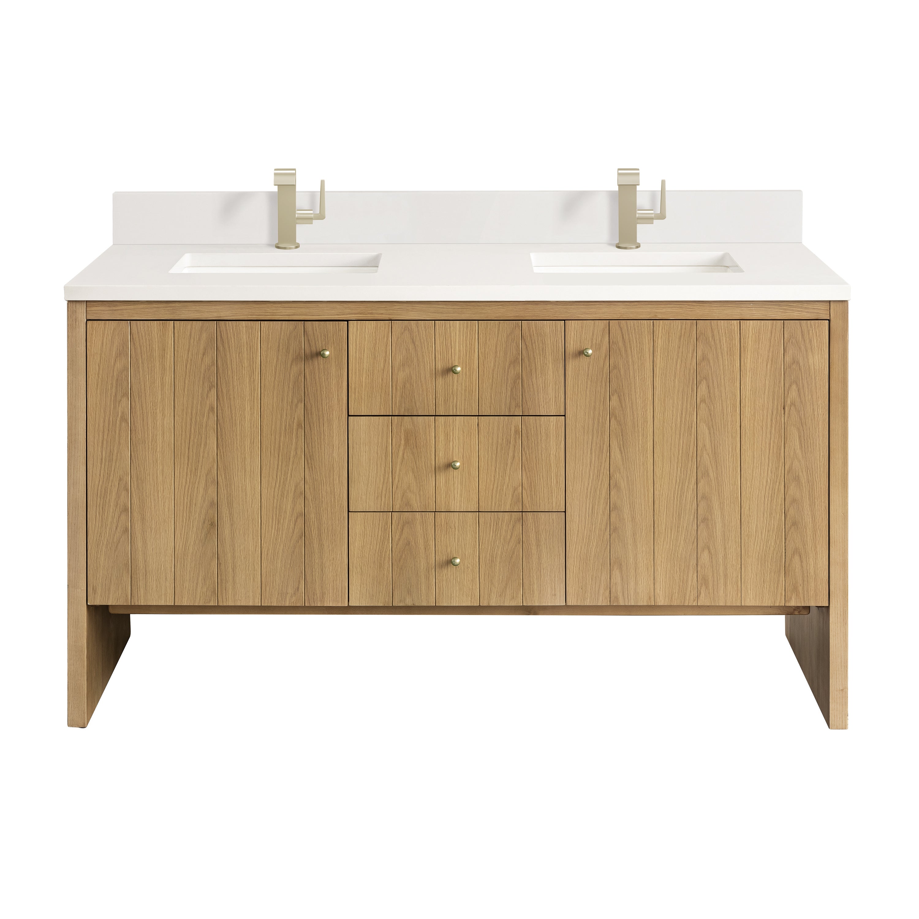 James Martin Vanities Hudson 60" Double Vanity - Light Natural Oak