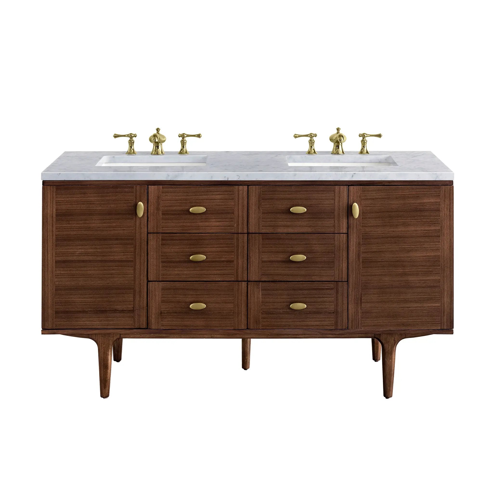 James Martin Amberly 60" Double Vanity Set - Mid-Century Walnut by James Martin Vanities