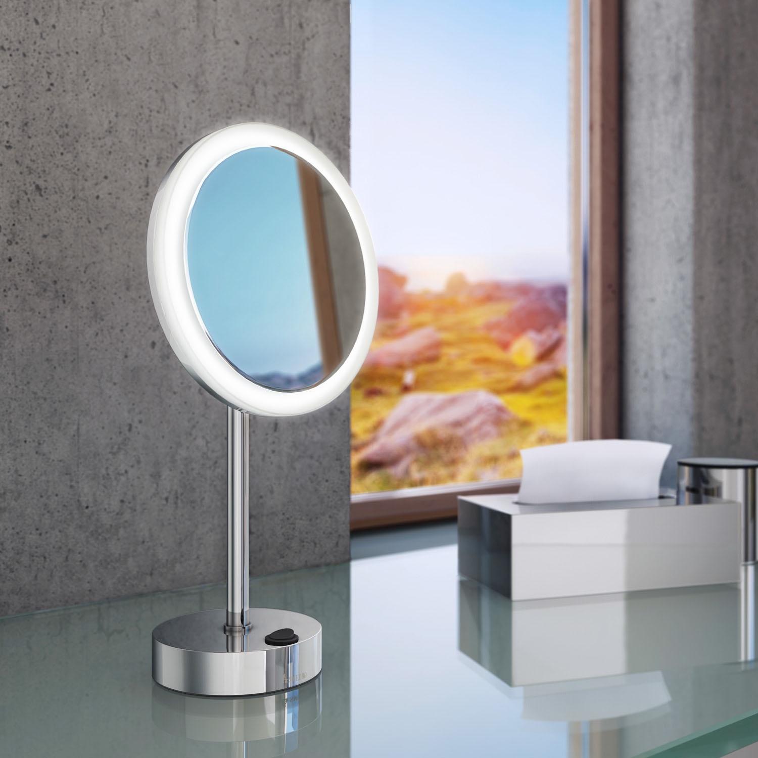 polished chrome make-up mirror