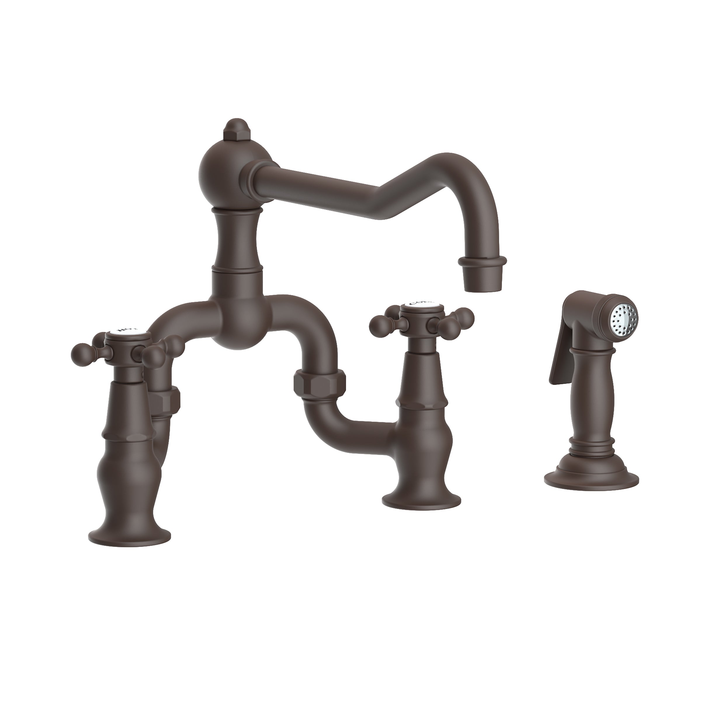 Newport Brass Chesterfield Kitchen Bridge Faucet with Side Spray