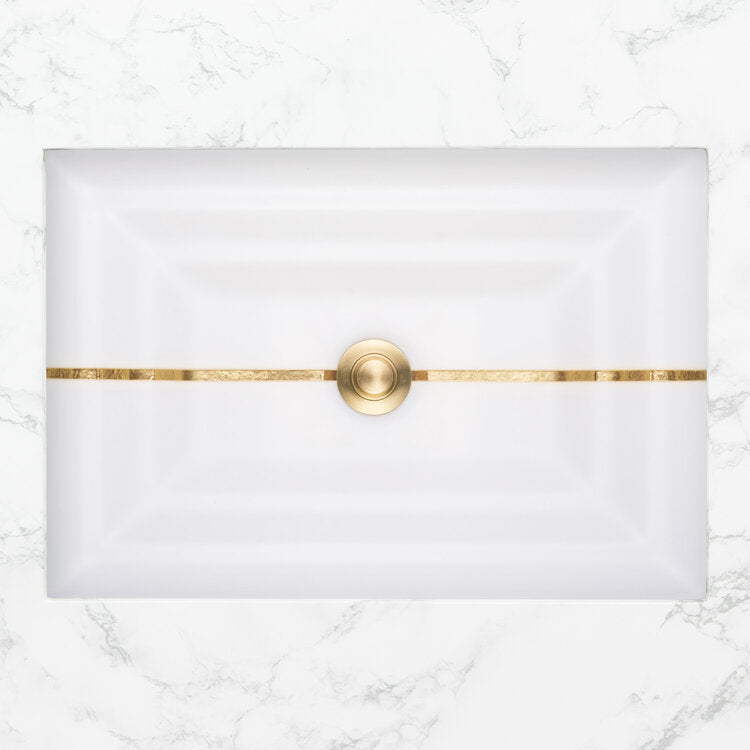 Linkasink Stripe Artisan Glass with Metal Leaf Accent Undermount Sink by Linkasink
