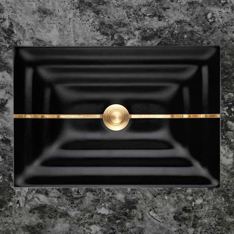 Linkasink Stripe Artisan Glass with Metal Leaf Accent Undermount Sink by Linkasink