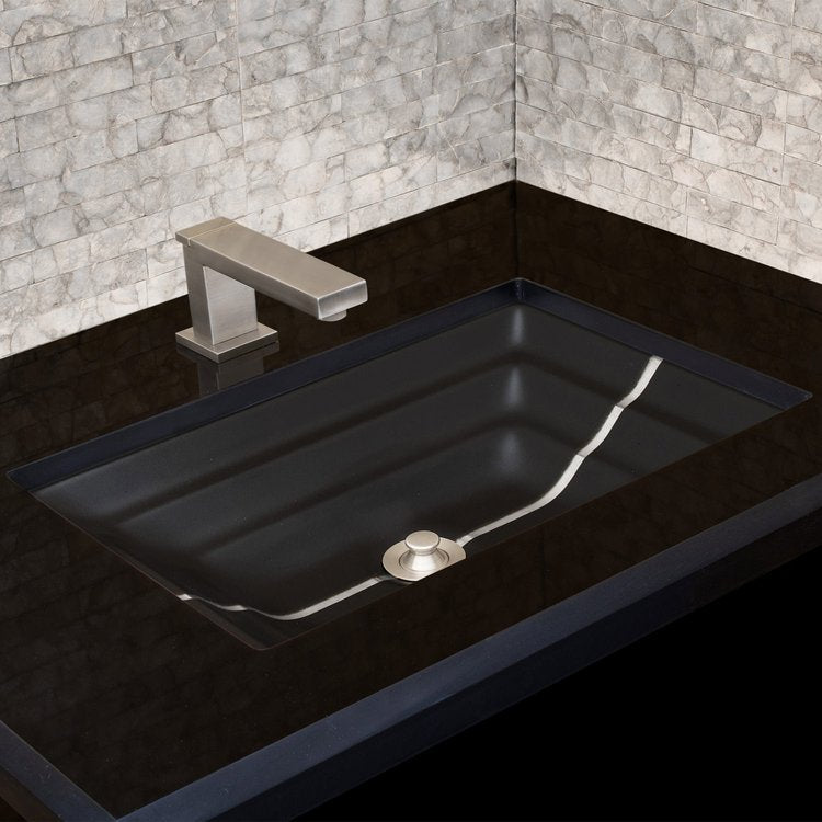 black glass with silver accent sink