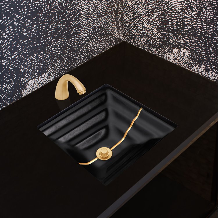 black glass with silver accent sink