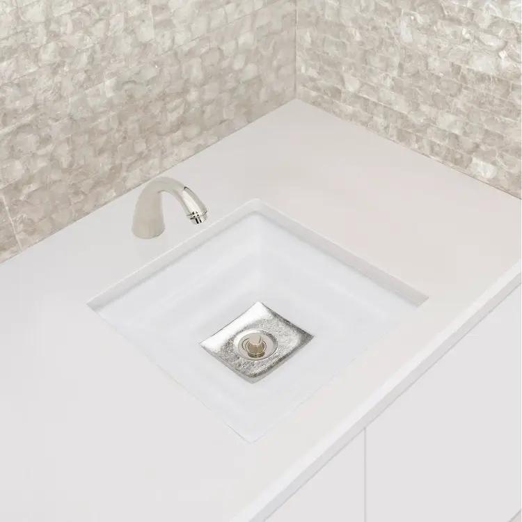 white glass with silver accent sink