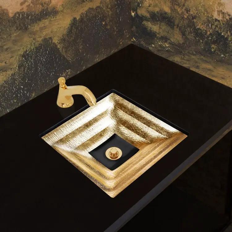 glass, gold eglomisé with black window sink
