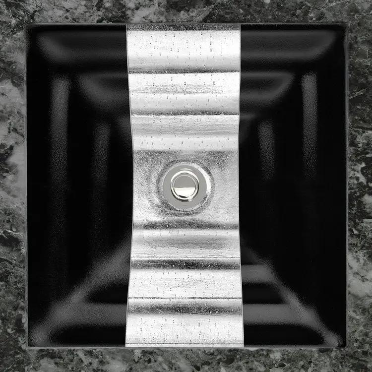 Linkasink Eglomise Ribbon Artisan Glass Undermount Sink by Linkasink