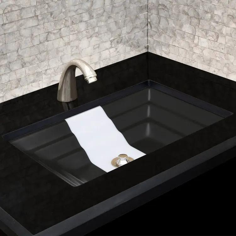 black glass with white accent sink
