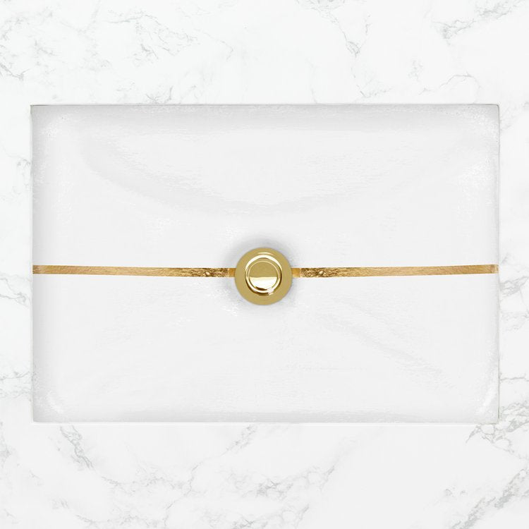white with gold stripe sink