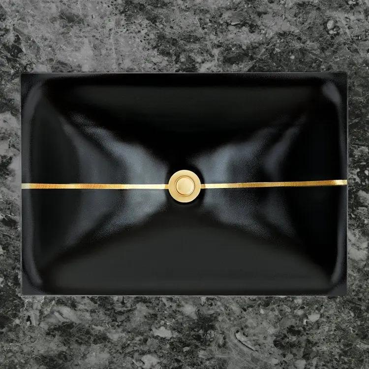 Linkasink Dune Stripe Artisan Glass With Metal Leaf Accent Undermount Sink by Linkasink