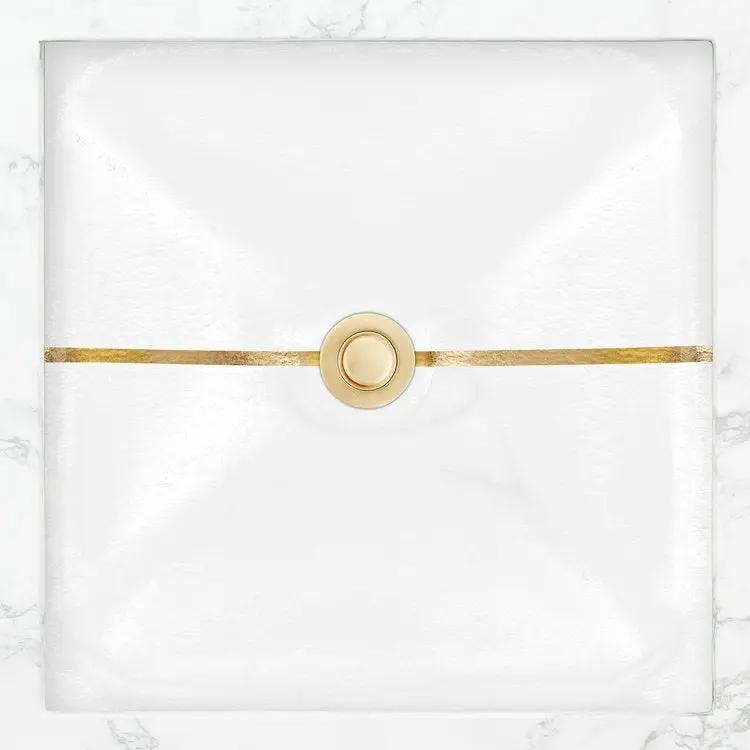 Linkasink Dune Stripe Artisan Glass With Metal Leaf Accent Undermount Sink by Linkasink