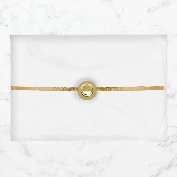 white with gold stripe sink