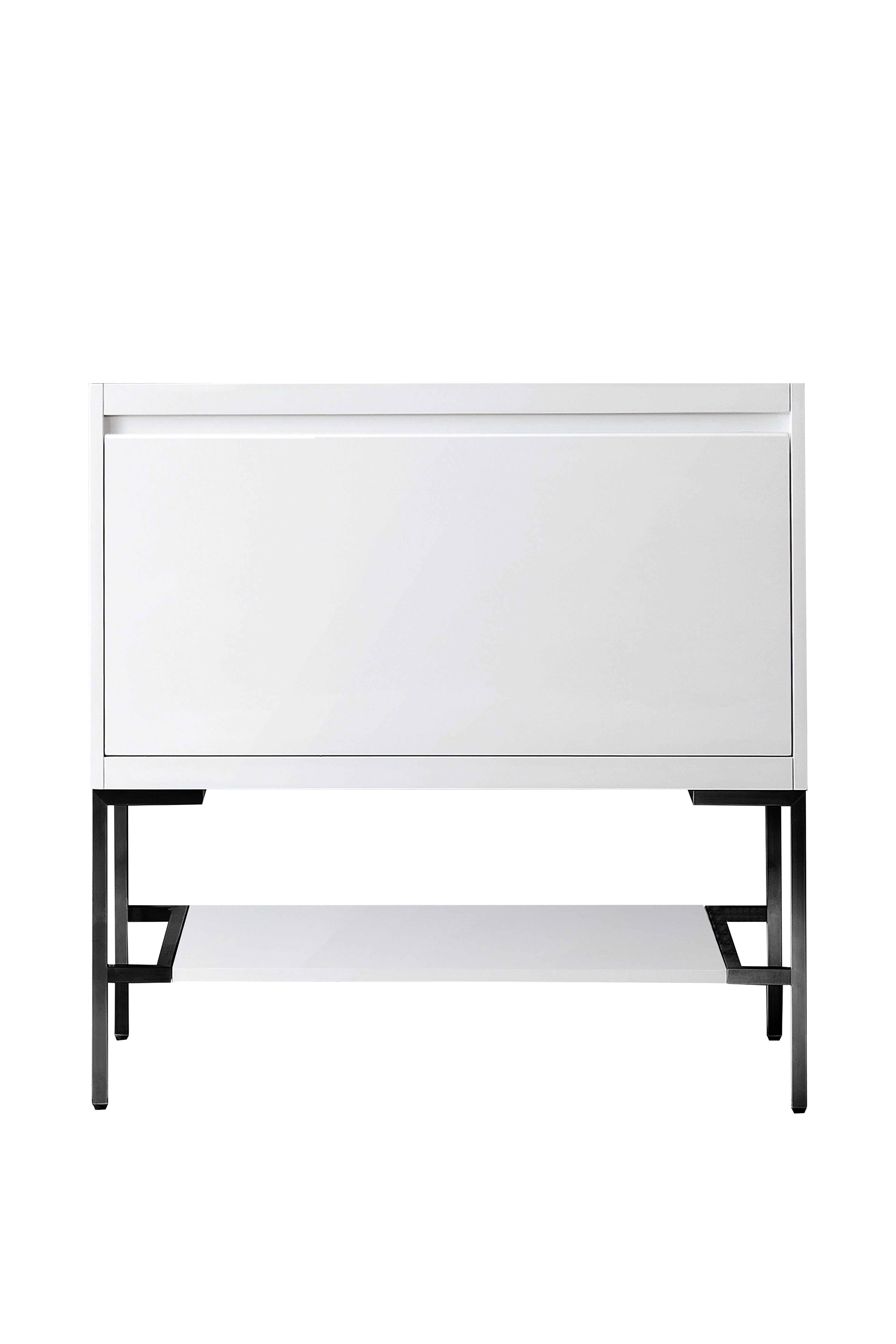 glossy white base vanity