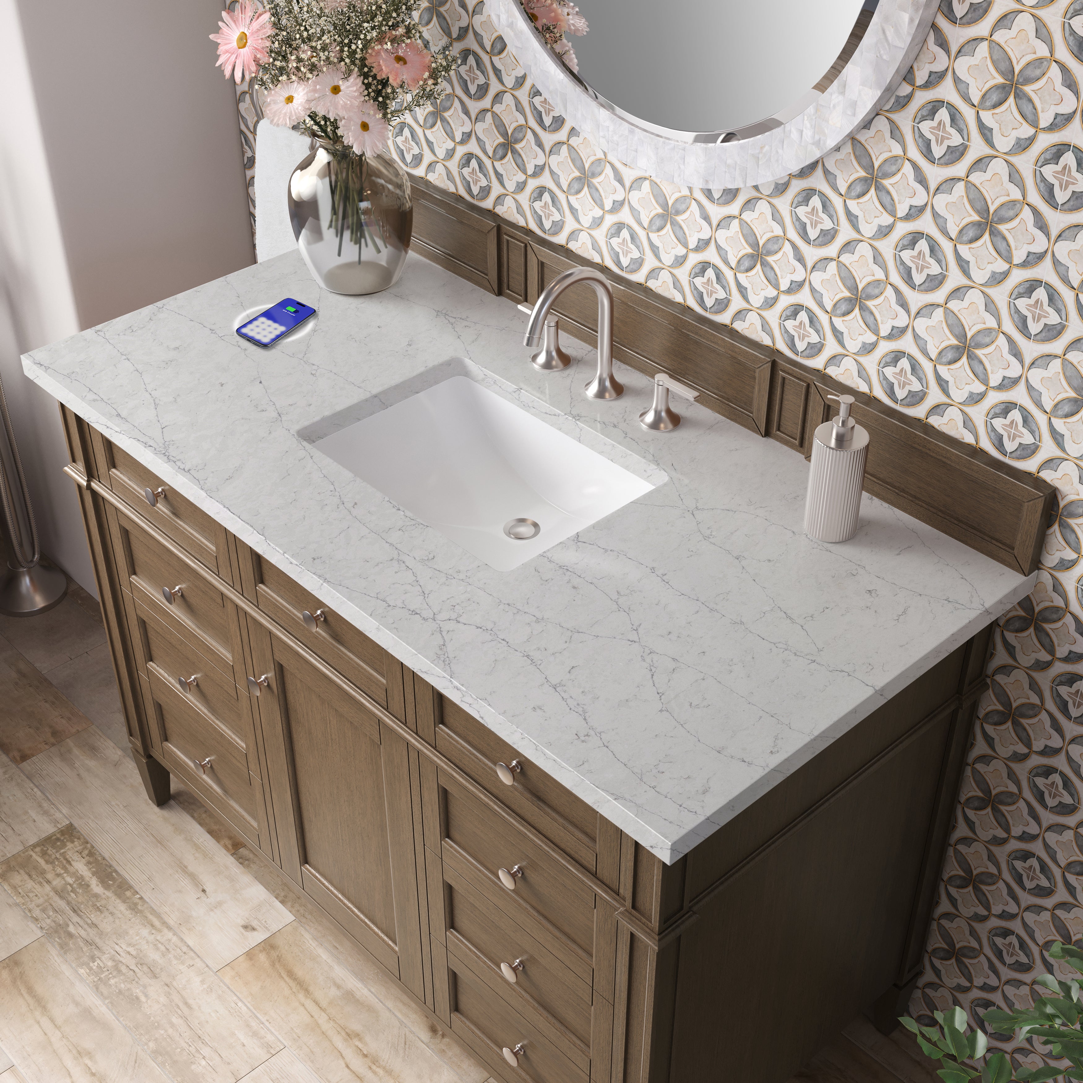 saddle brown vanity