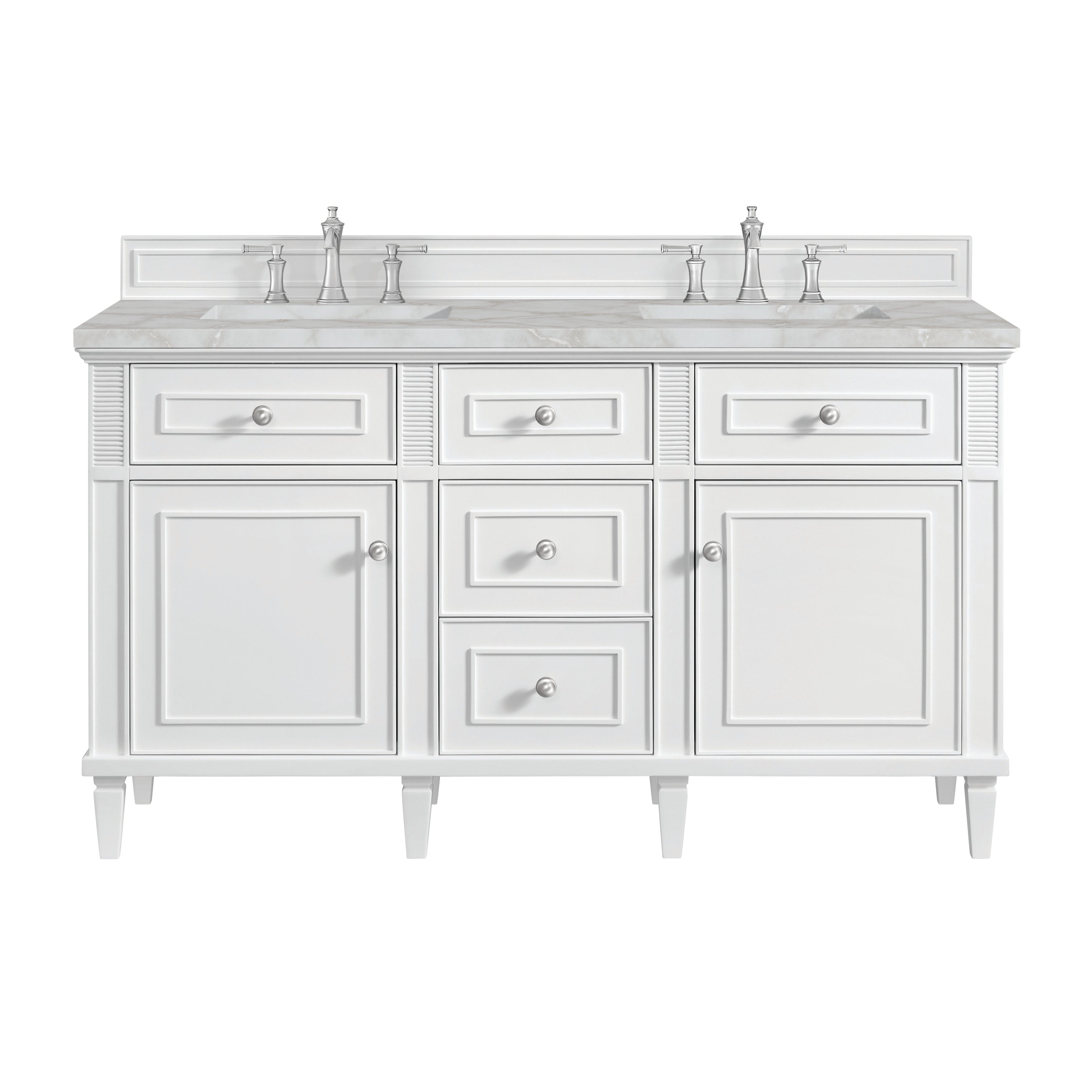 James Martin Vanities Lorelai 60" Double Vanity - Bright White