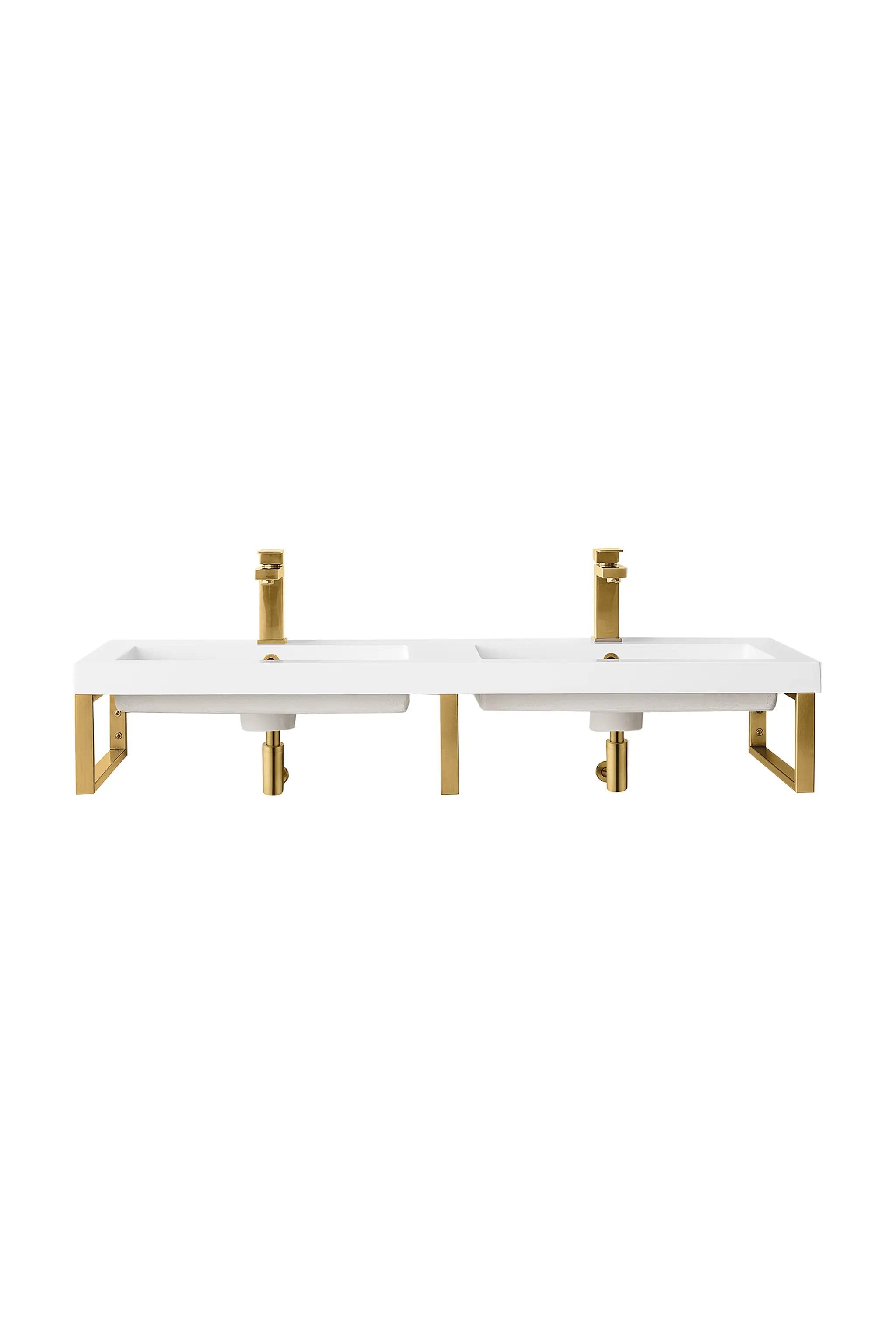 James Martin Three Boston 18" Wall Brackets with 47" White Glossy Composite Stone Top by James Martin Vanities