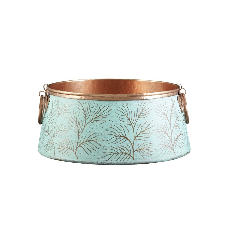 rose gold interior with verde exterior hammered sink