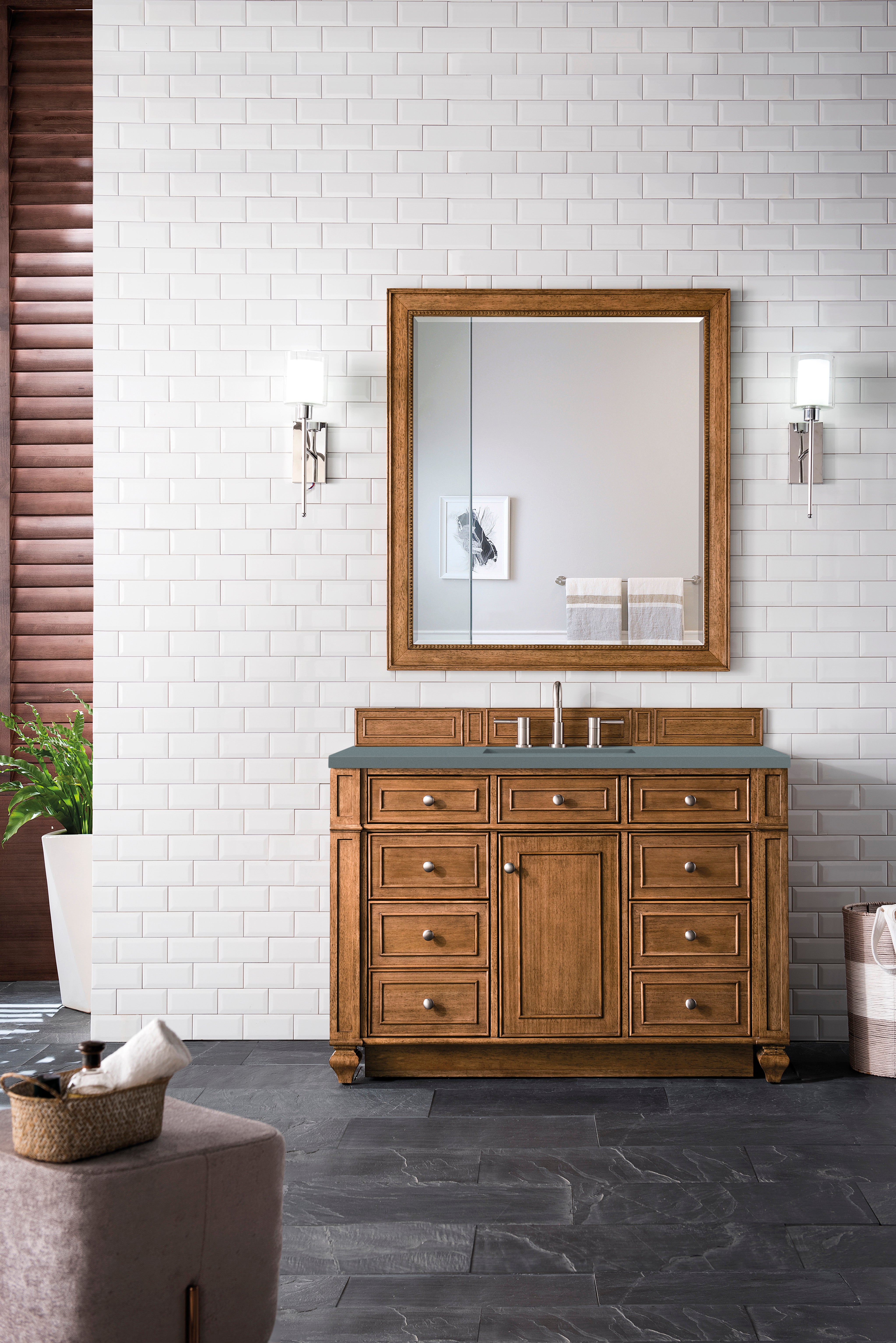 saddle brown vanity
