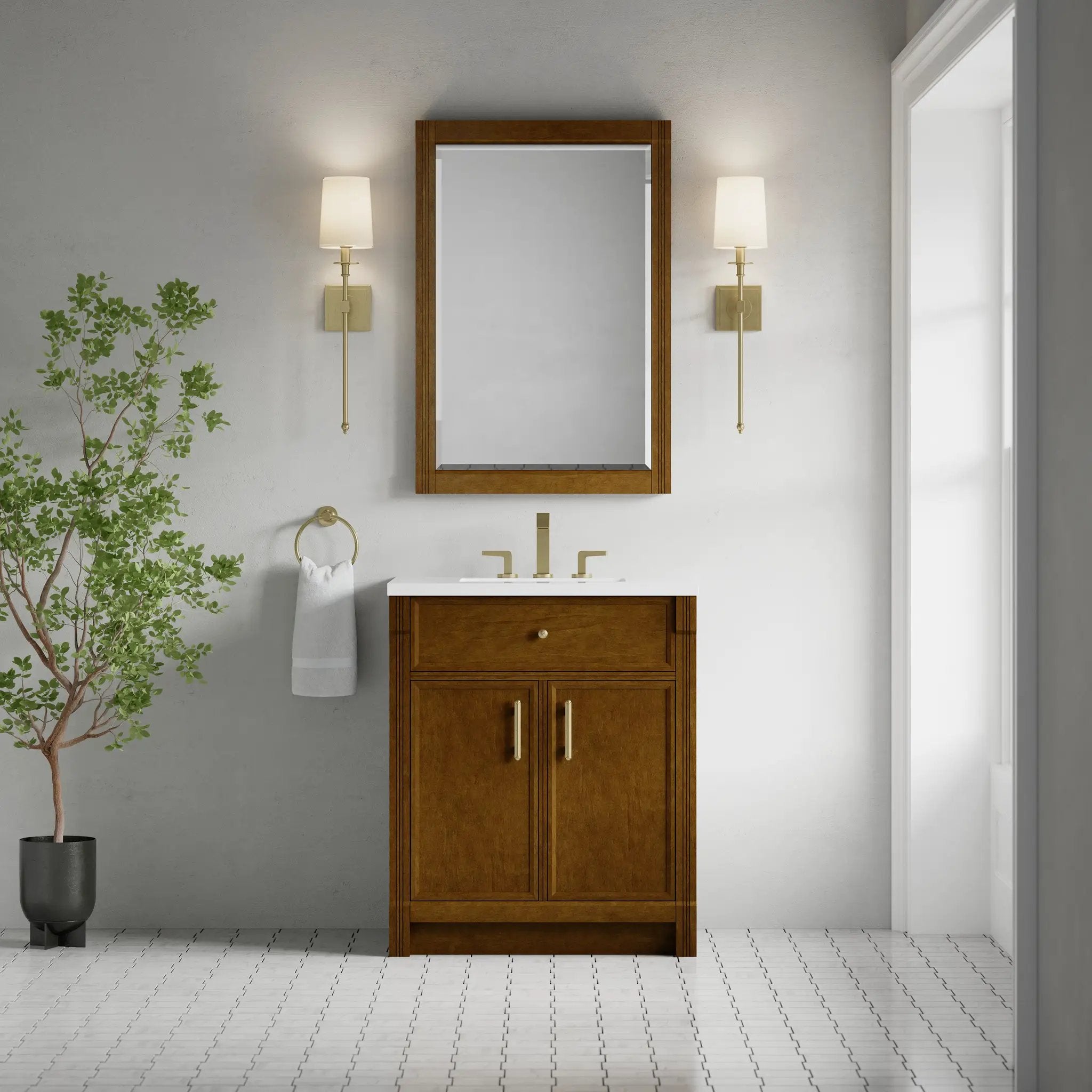 honey oak mirror