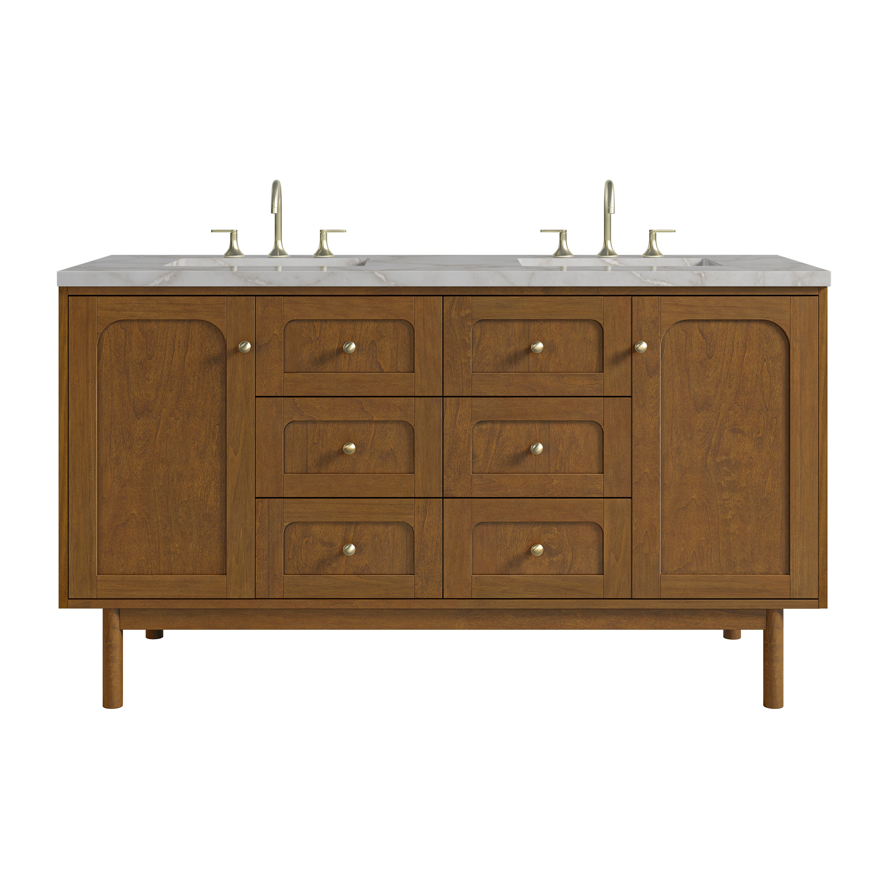 James Martin Laurent 60" Double Vanity Set - Honey Oak