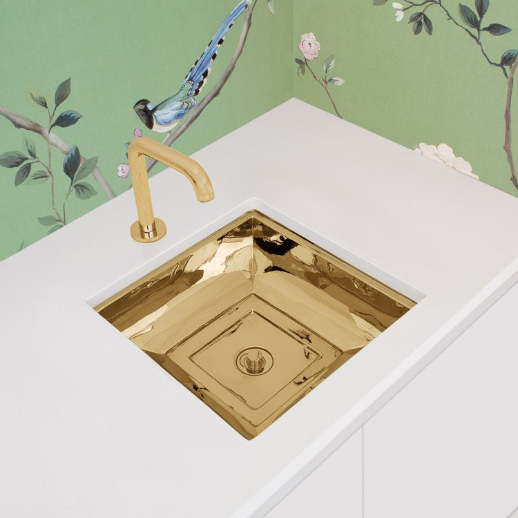 polished unlacquered brass sink