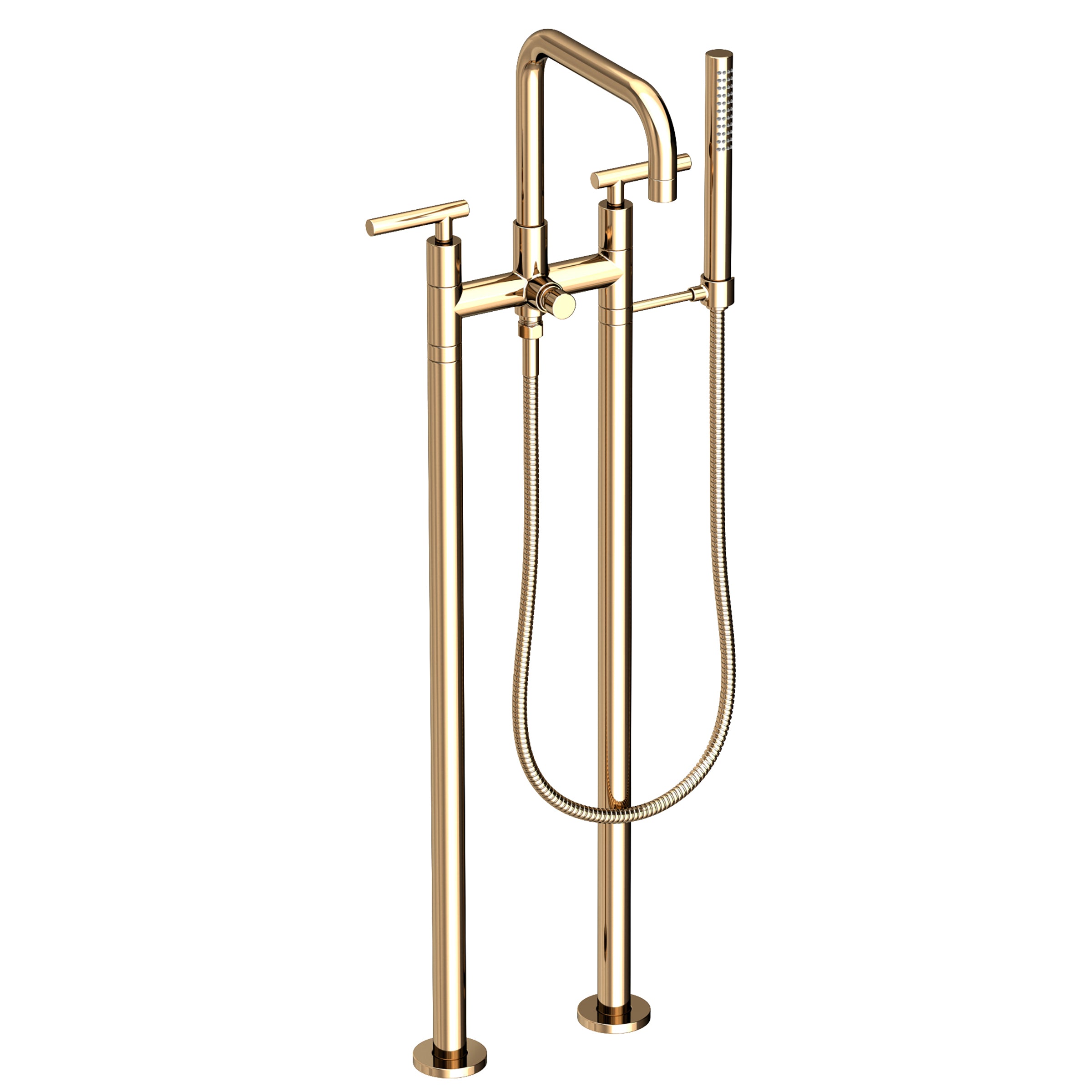 Newport Brass East Square Exposed Tub & Hand Shower Set w/Risers