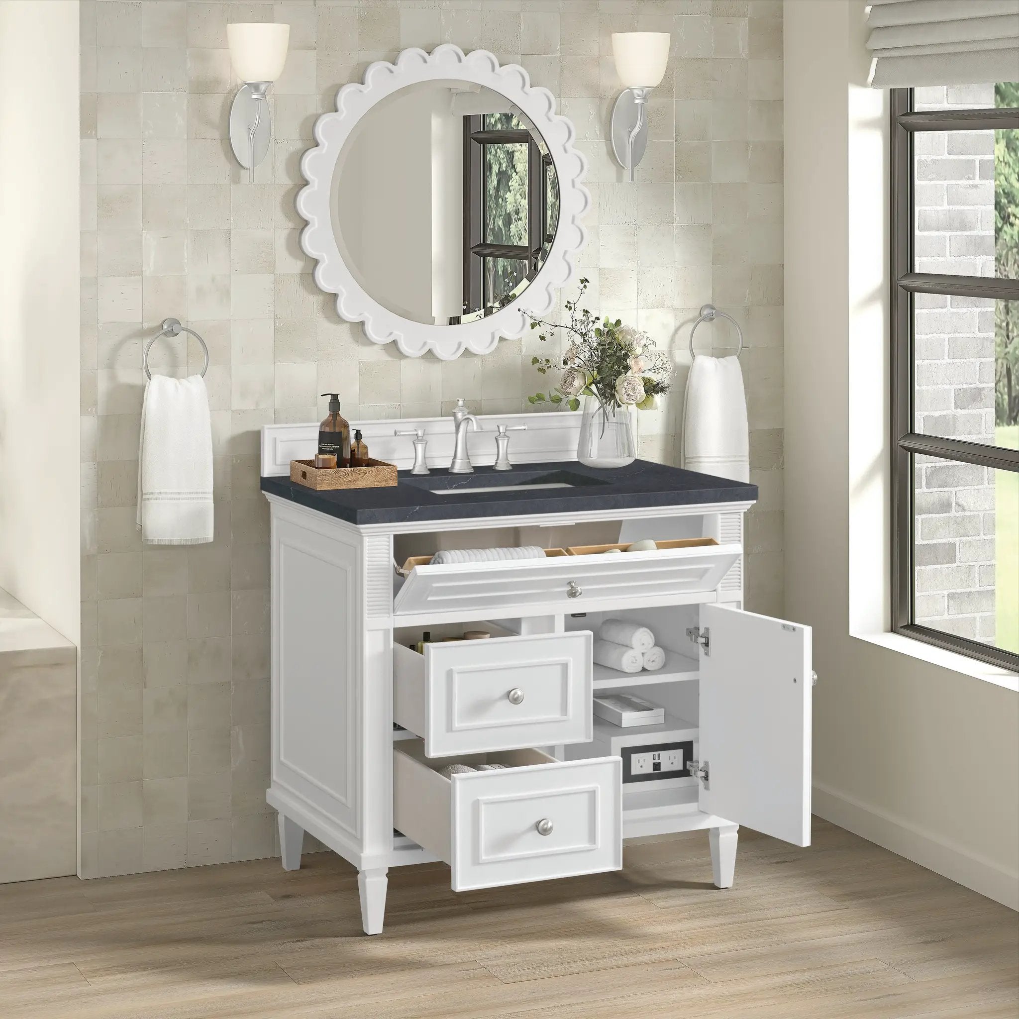 bright white vanity