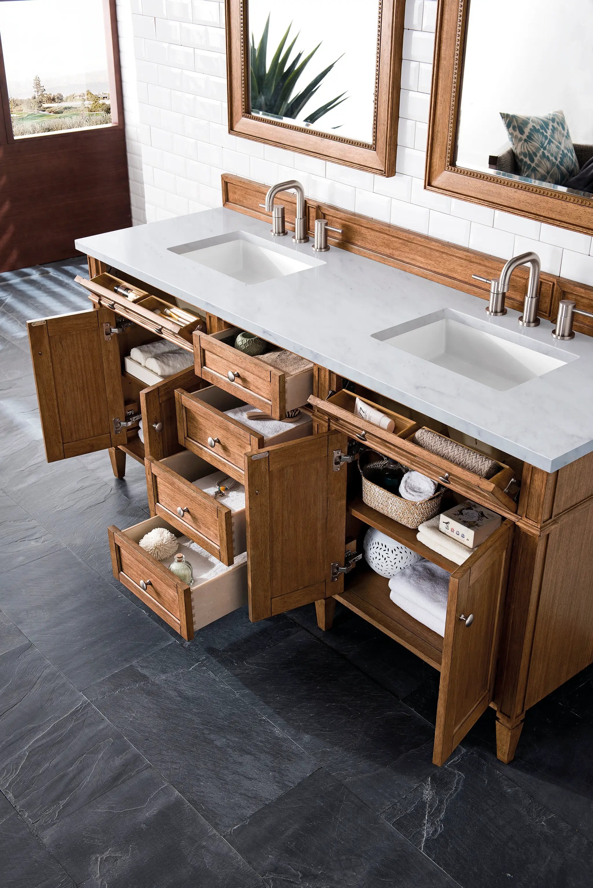 saddle brown vanity