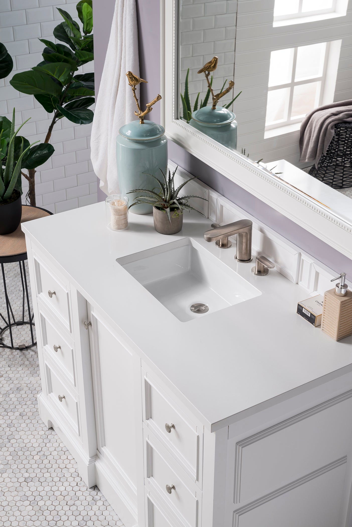 white zeus quartz top vanity