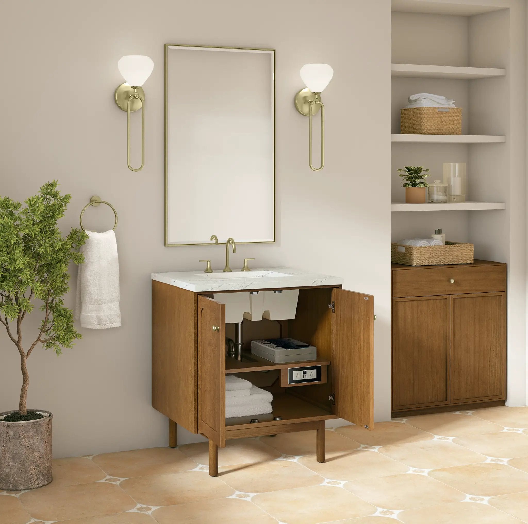 honey oak vanity