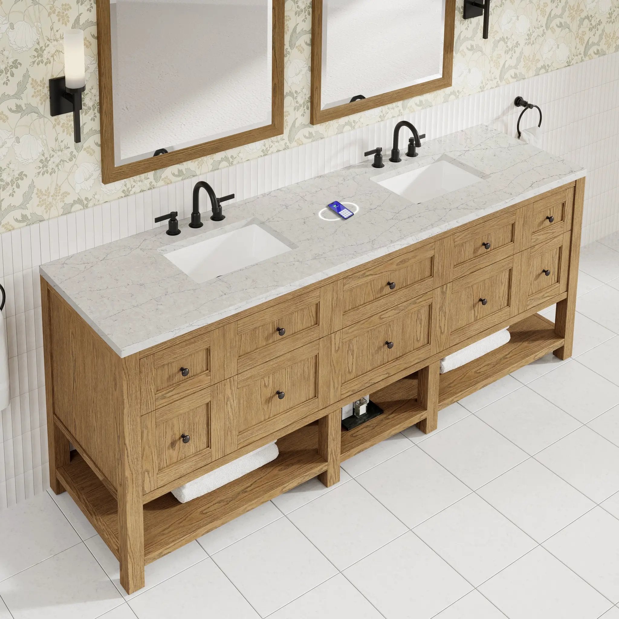 light natural oak vanity